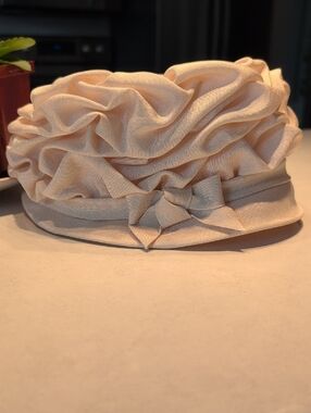 Elegant Ruche Cream Vintage Women's Hat. Made In Canada
